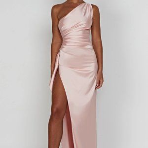 Elegant One-Shoulder Pink Dress